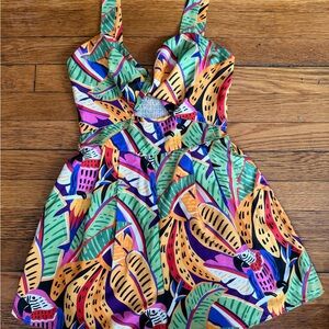 Colorful Tropical Print Dress